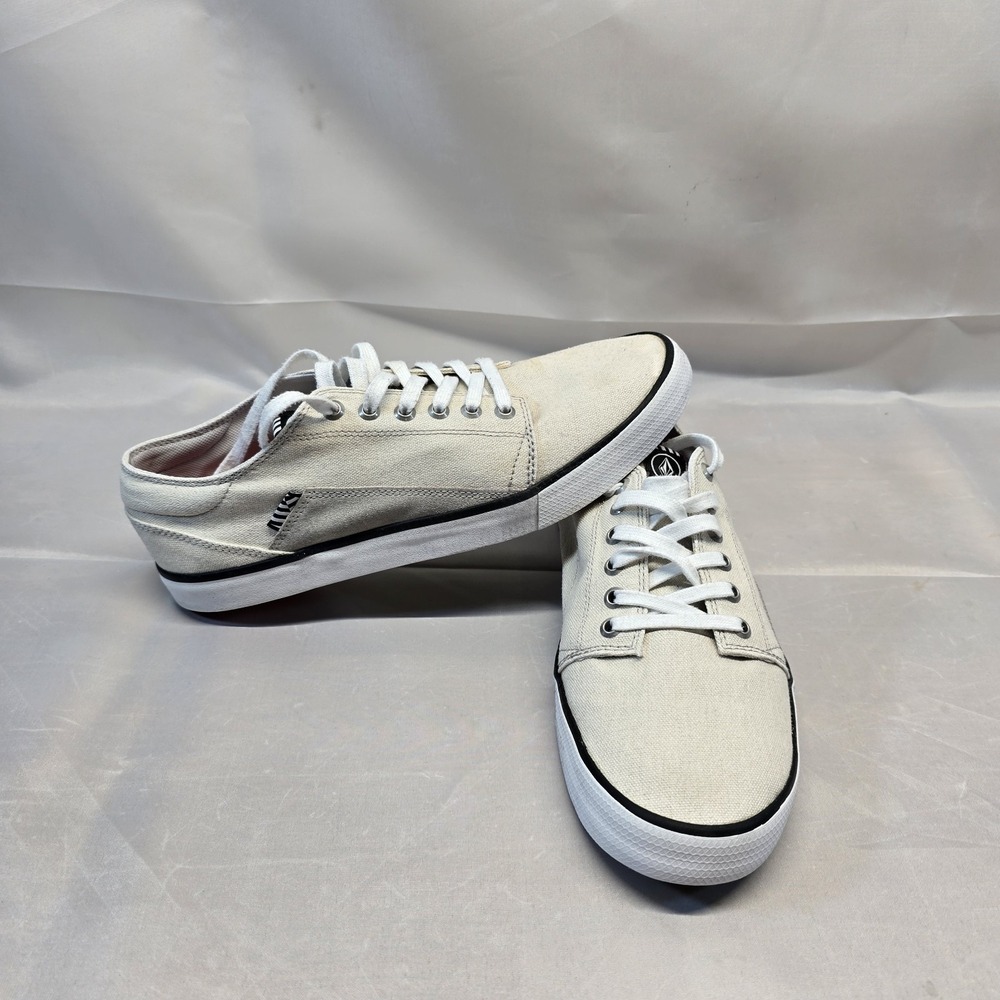 Volcom White Canvas Low-Top Sneakers with Black Trim